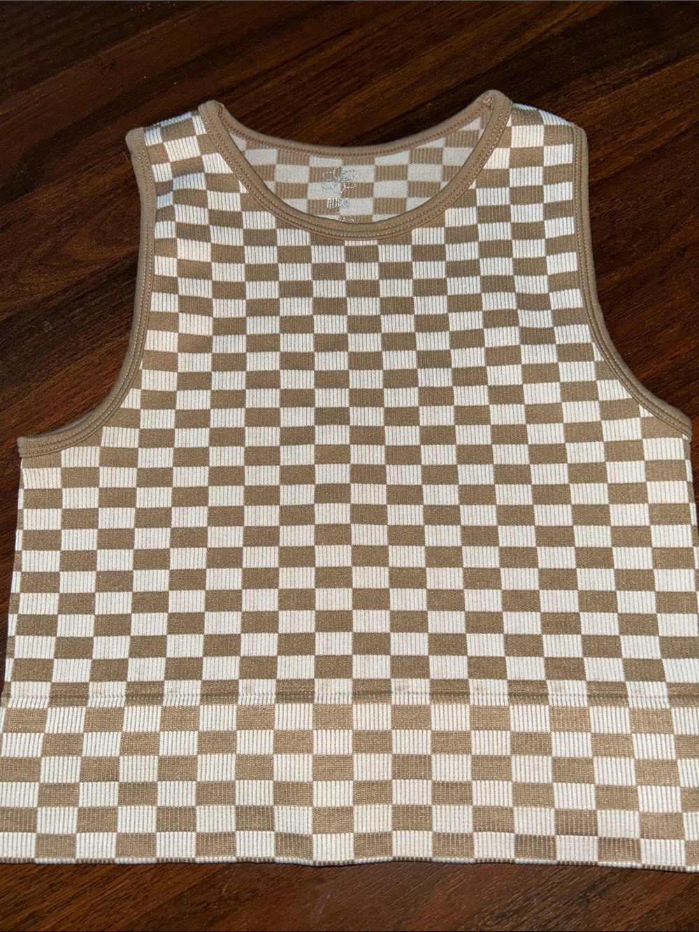 Checkered ribbed cropped Tank Top NWOT